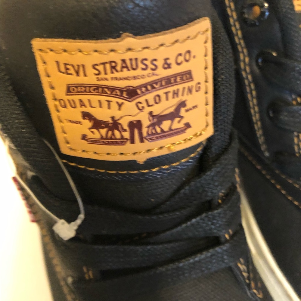 Levi’s Big Kids High Top  Blue Canvas Denim Sneakers Size 4.5 - Picture 7 of 8